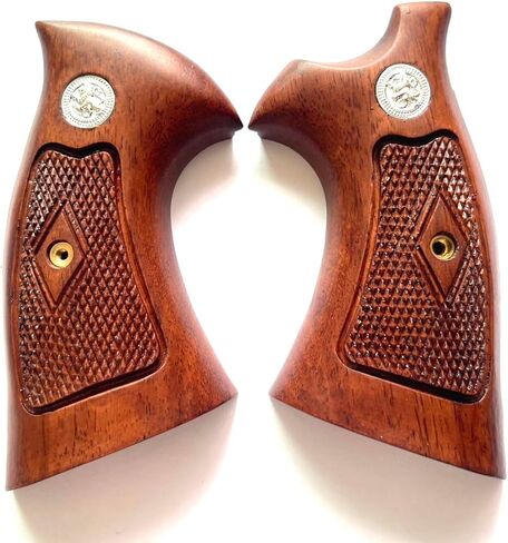 مقابض مسدس من الخشب الصلب متوافقة مع إطار سميث آند ويسون K/L، مسدسات بعقب مربعة، تصميم متقلب، تصميم كلاسيكي فاخر مصنوع يدويًا in Kuwait