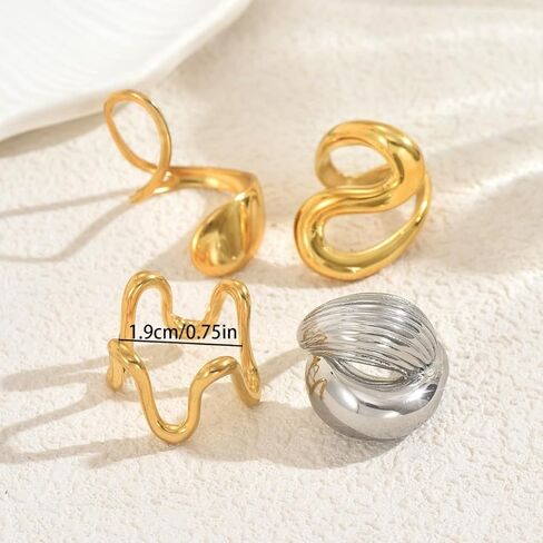 Gold Rings for Women Trendy Chunky Ring Non Tarnish Irregular Rings Stackable Ring Set Anillos Para Mujer Christmas Halloween Jewelry in Saudi Arabia