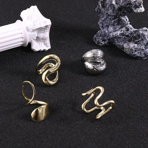 Gold Rings for Women Trendy Chunky Ring Non Tarnish Irregular Rings Stackable Ring Set Anillos Para Mujer Christmas Halloween Jewelry in Saudi Arabia
