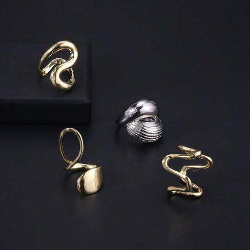Gold Rings for Women Trendy Chunky Ring Non Tarnish Irregular Rings Stackable Ring Set Anillos Para Mujer Christmas Halloween Jewelry in Saudi Arabia