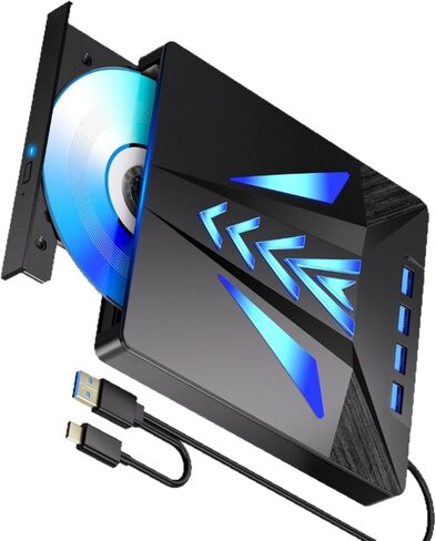 Compact Portable Disc Drive with Integrated Card Slot & Multiple Connection Ports for PC Devices Portable Writer in Saudi Arabia