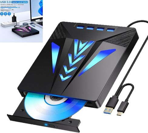 Compact Portable Disc Drive with Integrated Card Slot & Multiple Connection Ports for PC Devices Portable Writer in Saudi Arabia