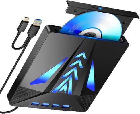 Compact Portable Disc Drive with Integrated Card Slot & Multiple Connection Ports for PC Devices Portable Writer in Saudi Arabia