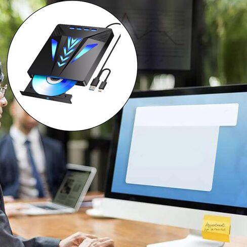 Compact Portable Disc Drive with Integrated Card Slot & Multiple Connection Ports for PC Devices Portable Writer in Saudi Arabia
