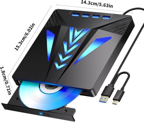Compact Portable Disc Drive with Integrated Card Slot & Multiple Connection Ports for PC Devices Portable Writer in Saudi Arabia