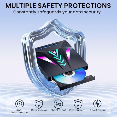 Compact Portable Disc Drive with Integrated Card Slot & Multiple Connection Ports for PC Devices Portable Writer in Saudi Arabia