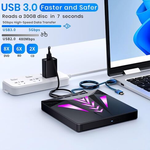 Compact Portable Disc Drive with Integrated Card Slot & Multiple Connection Ports for PC Devices Portable Writer in Saudi Arabia