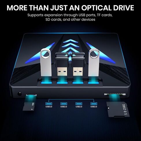 Compact Portable Disc Drive with Integrated Card Slot & Multiple Connection Ports for PC Devices Portable Writer in Saudi Arabia