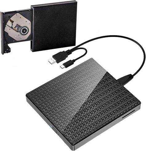 محرك أقراص DVD خارجي محمول، محاور USB3.0 وقارئ بطاقات، شعلات سريعة السرعة لأجهزة الكمبيوتر المحمول، مقابس سطح المكتب والتشغيل، تتضمن حقيبة تخزين مقاومة للصدمات، شعلات أقراص DVD المحمولة/الكمبيوتر المحمول in Kuwait