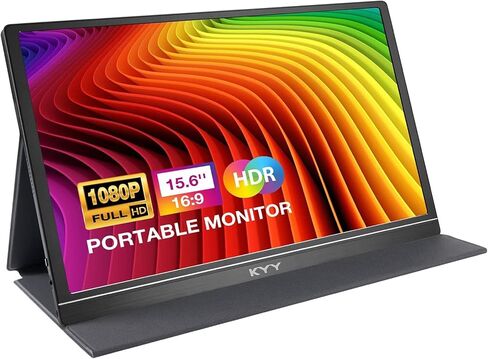 KYY Portable Monitor for Laptop, Travel Monitor with Stand Support Two Mode | 15.6'' Laptop Screen Extender Ultra Slim, Laptop Display w/Dual Speakers, Travel Screen Extender for PC Phone Xbox PS Switch in Saudi Arabia