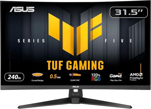 ASUS TUF Gaming Series 5 32" 1080P Curved Monitor (VG32VQM5AZ) - Full HD, 1500R, 240Hz, 0.5ms, Extreme Low Motion Blur Sync, FreeSync Premium, 120% sRGB, DisplayWidget, 3 yr Warranty in Saudi Arabia