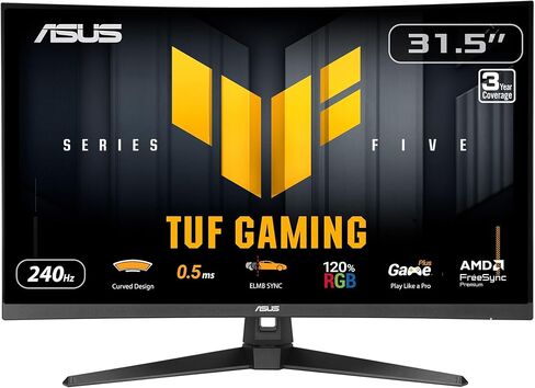 ASUS TUF Gaming Series 5 32" 1080P Curved Monitor (VG32VQM5AZ) - Full HD, 1500R, 240Hz, 0.5ms, Extreme Low Motion Blur Sync, FreeSync Premium, 120% sRGB, DisplayWidget, 3 yr Warranty in Saudi Arabia