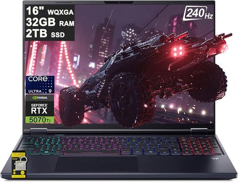 كمبيوتر محمول للألعاب acer Predator Helios Neo 16 AI مقاس 16 بوصة 2560 × 1600 IPS 240 هرتز (100% DCI-P3 500nits) Intel 24-core Ultra 9 275HX 32 جيجابايت ذاكرة الوصول العشوائي 1 تيرابايت SSD GeForce RTX 5070 Ti (ما يصل إلى 992 AI Tops) Win11 ICP Hub مع مسا in Kuwait
