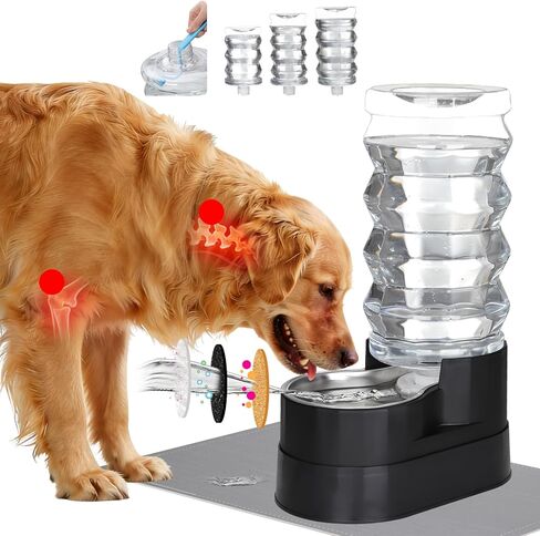 Rizzari Automatic 3L Pet Saterer ، موزع مياه الجاذبية ، وحدة تغذية مياه ذات سعة كبيرة 100 ٪ من BPA للقطط والكلاب الصغيرة والمتوسطة (3L ، بدون مرشح) in Kuwait