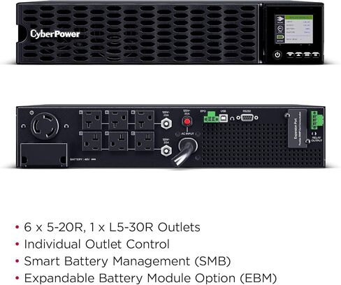 CyberPower OL3KRTHD High-Density Smart App Online Sinewave UPS System, Double Conversion, 3000VA/2700W, 7 Outlets, 2U Rack/Tower in Saudi Arabia