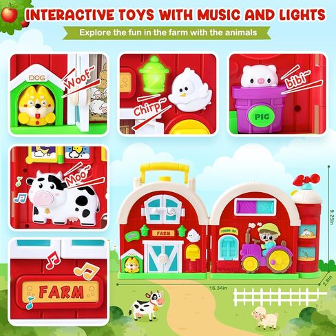 Montessori Farm Busy Board, Toddler Toys for 1 2 Year Old Boy Girl Gifts, Early Educational Board for Sensory Development, Motor Skills Toy for Toddlers 1-3, Christmas Birthday Gift for 12-18 Months in Kuwait