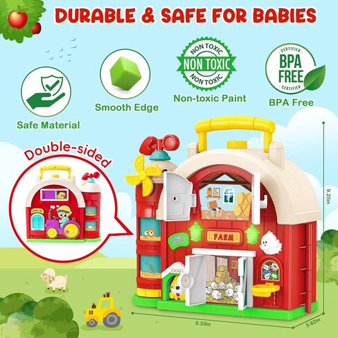 Montessori Farm Busy Board, Toddler Toys for 1 2 Year Old Boy Girl Gifts, Early Educational Board for Sensory Development, Motor Skills Toy for Toddlers 1-3, Christmas Birthday Gift for 12-18 Months in Kuwait