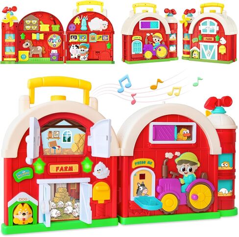 Montessori Farm Busy Board, Toddler Toys for 1 2 Year Old Boy Girl Gifts, Early Educational Board for Sensory Development, Motor Skills Toy for Toddlers 1-3, Christmas Birthday Gift for 12-18 Months in Kuwait