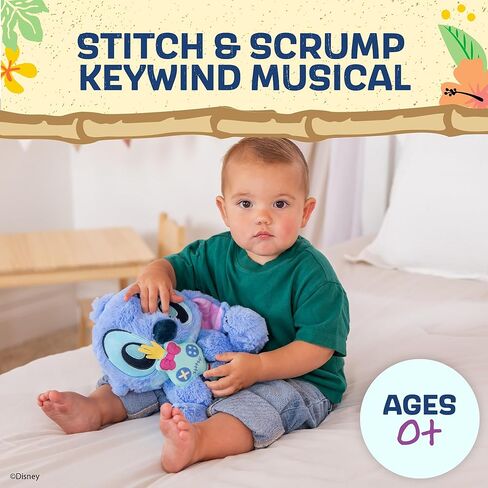 Kids Preferred Disney Baby Stitch with Scrump Key Wind Musical - Soft Material, Plays You are My Sunshine, Swaying Head, Ages 0 Months and Up, 9 in in Saudi Arabia