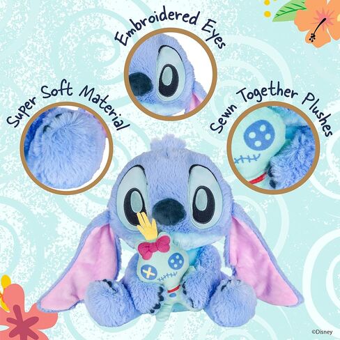 Kids Preferred Disney Baby Stitch with Scrump Key Wind Musical - Soft Material, Plays You are My Sunshine, Swaying Head, Ages 0 Months and Up, 9 in in Saudi Arabia
