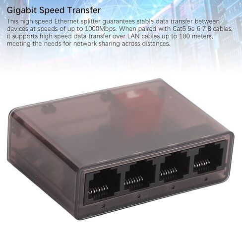 1 to 4 1000Mbps Network Cable Splitter, 1 in 4 Out Gigabit Ethernet Adapter, USB Powered Plug & Play for Cat5, Cat5e, Cat6, Cat7, Cat8 LAN Routers and Switches in Saudi Arabia