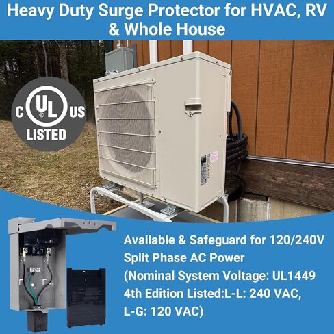 Wells 120/240V Universal Surge Protector for HVAC & Heat Pump - 25kA Type 1 SPD, 200kA SCCR, NEMA 4X/ IP66 Waterproof Outdoor Enclosure, TFMV Technology, Easy Installation (1-Phase, 3-Wire) in Saudi Arabia