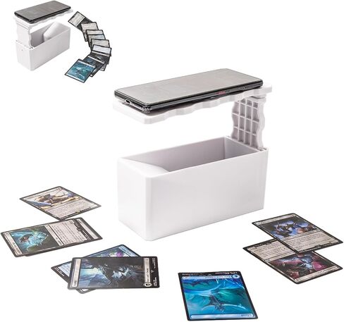 حامل ماسح ضوئي TCG احترافي، حامل هاتف بتركيز تلقائي لتنظيم المخزون الخاص بك، أداة فهرسة بطاقات قابلة للطي لمشغلات وجامعي TCG، أبيض in Saudi Arabia