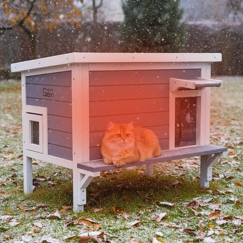 Geguri Outdoor Cat House مقاوم للطقس ، قفص الأرانب والأرنب الداخلي ، ملجأ خشبي للقطط الوحشية والأرانب والدجاج والحيوانات الصغيرة in Saudi Arabia