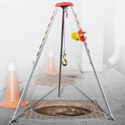Heavy-Duty Rescue Tripod with Winch - Adjustable Fall Protection Stand for Sewer, Well & Pipeline Rescue, Emergency Safety, Locking Legs for Stability & Durability in Saudi Arabia