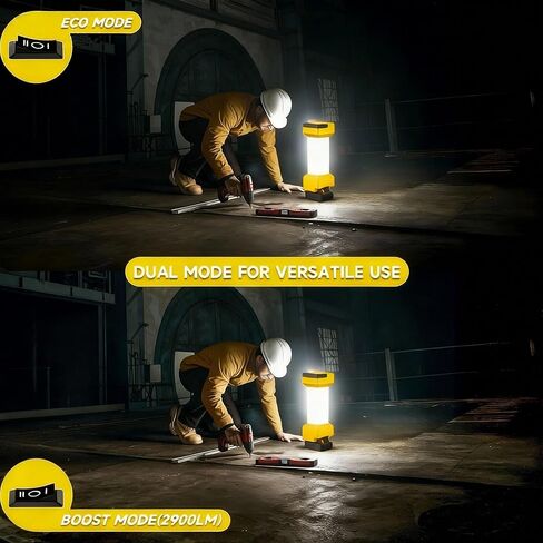 مصباح عمل LED لاسلكي لبطارية Dewalt 20V، فانوس تخييم مع مفتاح ومنفذ إخراج من النوع C، حماية من الجهد المنخفض، 20W 1300~2900LM، صالح للشرب لورشة العمل، حالات الطوارئ، في الهواء الطلق (بدون بطارية) in Saudi Arabia