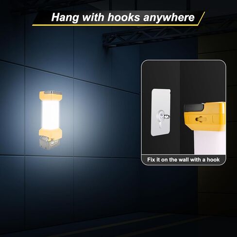 مصباح عمل LED لاسلكي لبطارية Dewalt 20V، فانوس تخييم مع مفتاح ومنفذ إخراج من النوع C، حماية من الجهد المنخفض، 20W 1300~2900LM، صالح للشرب لورشة العمل، حالات الطوارئ، في الهواء الطلق (بدون بطارية) in Saudi Arabia