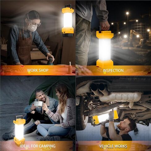 مصباح عمل LED لاسلكي لبطارية Dewalt 20V، فانوس تخييم مع مفتاح ومنفذ إخراج من النوع C، حماية من الجهد المنخفض، 20W 1300~2900LM، صالح للشرب لورشة العمل، حالات الطوارئ، في الهواء الطلق (بدون بطارية) in Saudi Arabia