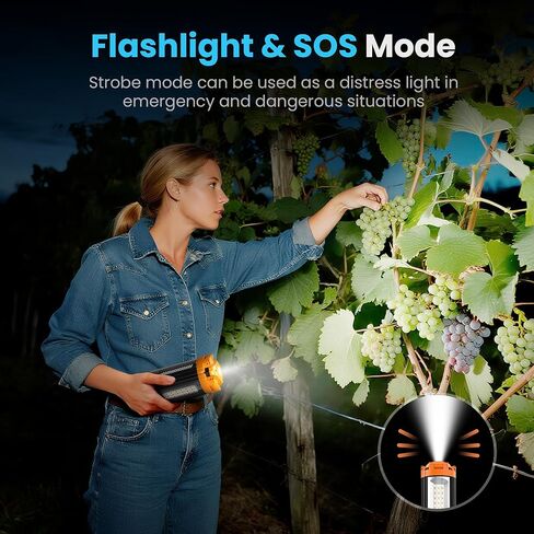 CAVN Rechargeable Camping Lights with Remote & Detachable Tripod Max Height 6.7 ft, Portable Work Light with 3 LED Lamp Heads, Camping Essentials Gear Emergency Flashlight with Hook, Orange in Saudi Arabia