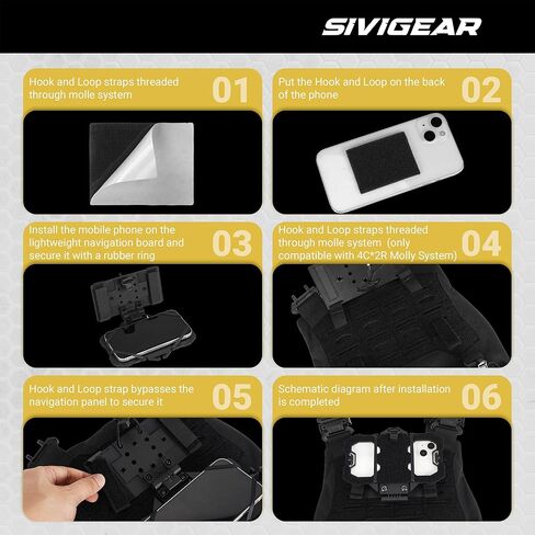 حامل هاتف تكتيكي MOLLE لملحقات حامل اللوحة - يناسب الهواتف الذكية مقاس 4.7 بوصة - 6.4 بوصة - حامل آمن على الصدر للصيد والعتاد التكتيكي، تصميم متوافق مع الكاميرا باللون الأسود in Kuwait