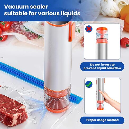 Chef Preserve Compact Handheld Vacuum Sealer for Food with Vacuum Food Storage Bags, Mason Jars, Wine Preservers, Inflatable Sports Balls. Includes 20 Bags and 4 Lids in Saudi Arabia