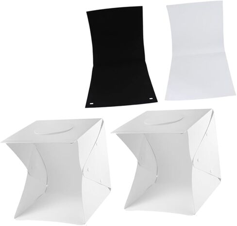 Portable 30cm Photo Light Box Kit with LED Soft Glow Strips, Double Backdrops Black and White, Mini Photo Studio Tent for Product and Jewelry Photography in Saudi Arabia