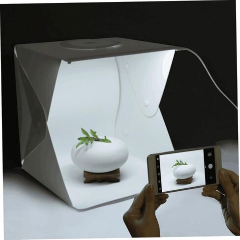 Portable 30cm Photo Light Box Kit with LED Soft Glow Strips, Double Backdrops Black and White, Mini Photo Studio Tent for Product and Jewelry Photography in Saudi Arabia