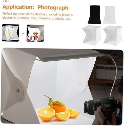Portable 30cm Photo Light Box Kit with LED Soft Glow Strips, Double Backdrops Black and White, Mini Photo Studio Tent for Product and Jewelry Photography in Saudi Arabia