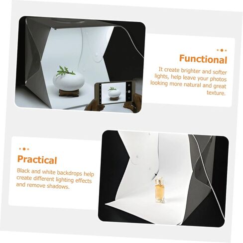 Portable 30cm Photo Light Box Kit with LED Soft Glow Strips, Double Backdrops Black and White, Mini Photo Studio Tent for Product and Jewelry Photography in Saudi Arabia