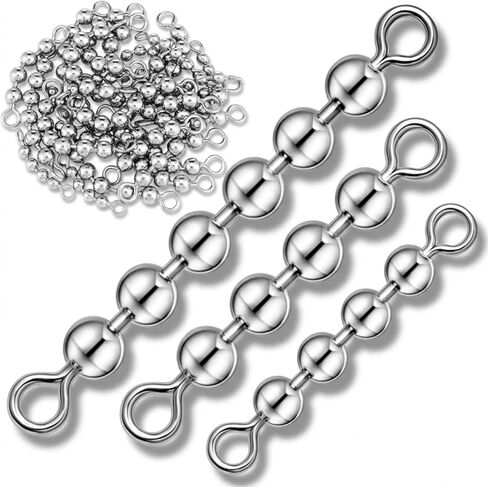 Soulchen 30 Pack Fishing Bead Chain Swivels Set, 3 Size Stainless Steel Catfish Trolling Swivels High Speed Fishing Tackle Rig Gear for Freshwater Saltwater, 4/6 Bead 1/8'', 3/16'', 3/16'' in Saudi Arabia