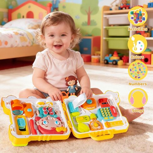 Montessori Busy Board for 1-2 Year Old Girl Gift, Musical Montessori Toys for 1 Year Old, Early Educational Toy for Toddler 1-3, Christmas, Birthday Gift for 1+ Year Old Baby Girl in Saudi Arabia
