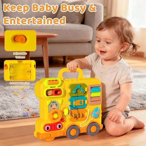 Montessori Busy Board for 1-2 Year Old Girl Gift, Musical Montessori Toys for 1 Year Old, Early Educational Toy for Toddler 1-3, Christmas, Birthday Gift for 1+ Year Old Baby Girl in Saudi Arabia