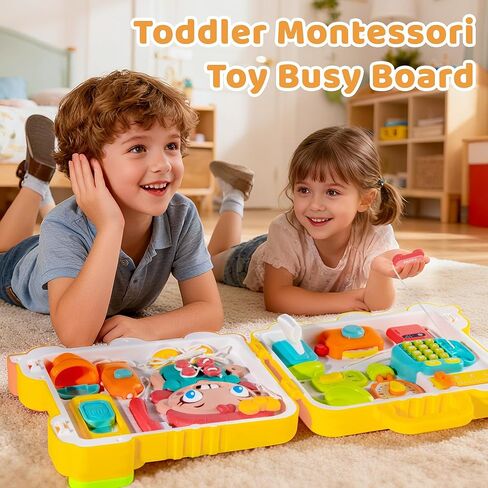 Montessori Busy Board for 1-2 Year Old Girl Gift, Musical Montessori Toys for 1 Year Old, Early Educational Toy for Toddler 1-3, Christmas, Birthday Gift for 1+ Year Old Baby Girl in Saudi Arabia
