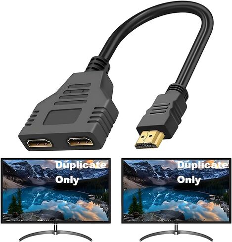 كابل محول Hdmi Splitter 1 في 2 - مقسم HDMI ذكر إلى HDMI أنثى مزدوج 1 إلى 2 طريقة لـ HD، LED، LCD، TV، يدعم اثنين من أجهزة التلفاز بنفس الحجم في نفس الوقت، المرآة فقط لا يمكنها تمديد العرض in Kuwait