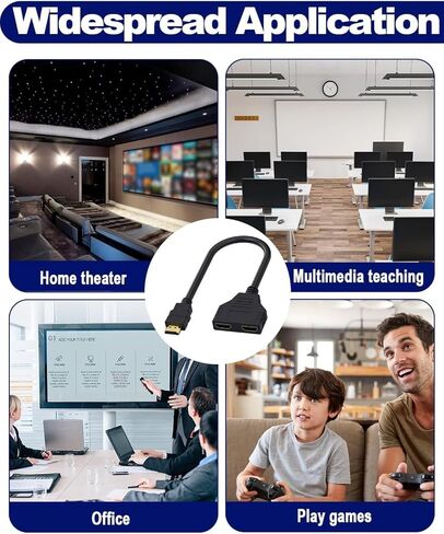 كابل محول Hdmi Splitter 1 في 2 - مقسم HDMI ذكر إلى HDMI أنثى مزدوج 1 إلى 2 طريقة لـ HD، LED، LCD، TV، يدعم اثنين من أجهزة التلفاز بنفس الحجم في نفس الوقت، المرآة فقط لا يمكنها تمديد العرض in Kuwait