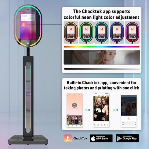Magic Mirror Photo Booth 16'' Touch Screen, 4K 1200W HD Camera with Printer, RGB Surround Light Music Sync, Mirror Video Booth with APP & Remote Control in Saudi Arabia
