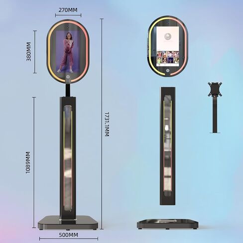 Magic Mirror Photo Booth 16'' Touch Screen, 4K 1200W HD Camera with Printer, RGB Surround Light Music Sync, Mirror Video Booth with APP & Remote Control in Saudi Arabia