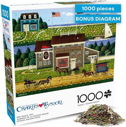 Buffalo Games - Charles Wysocki -Sunset Bay - 1000 قطعة بانورامزو للألغاز للبالغين - اللغز الكامل المثالي لليالي اللعبة - الحجم النهائي هو 26.75 × 19.75 in Saudi Arabia