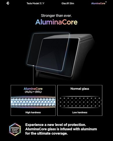واقي شاشة من الزجاج المقوى من Spigen [GlasTR Slim] مصمم لطراز Tesla 3 (2024/2025/2026)، موديل Y Juniper (2025/2026) شاشة لمس خلفية 8 بوصات - شفاف كريستالي in Kuwait