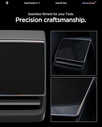 واقي شاشة من الزجاج المقوى من Spigen [GlasTR Slim] مصمم لطراز Tesla 3 (2024/2025/2026)، موديل Y Juniper (2025/2026) شاشة لمس خلفية 8 بوصات - شفاف كريستالي in Kuwait